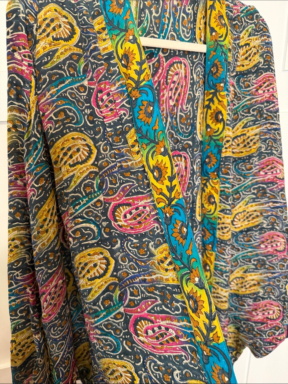Tolani washable silk Multicolor Paisley Open Kimono - Picture 5 of 5